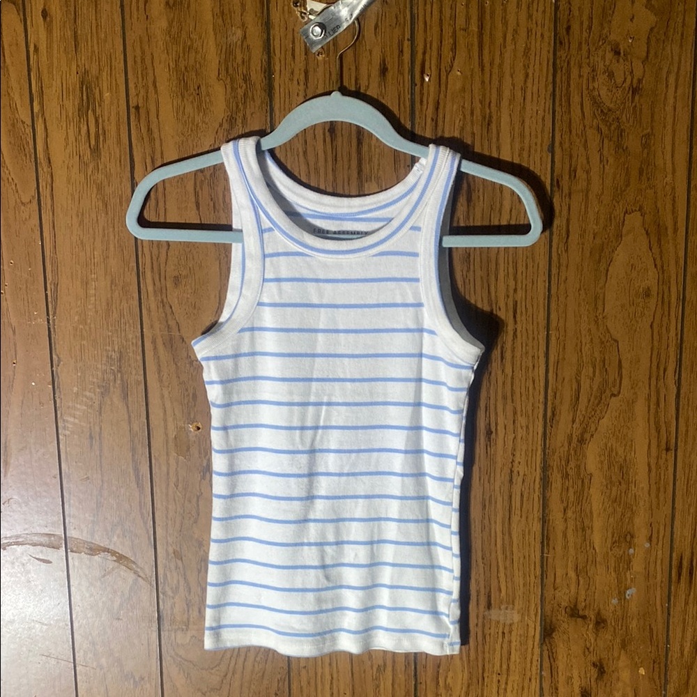 Blue and White Striped Tank Top
